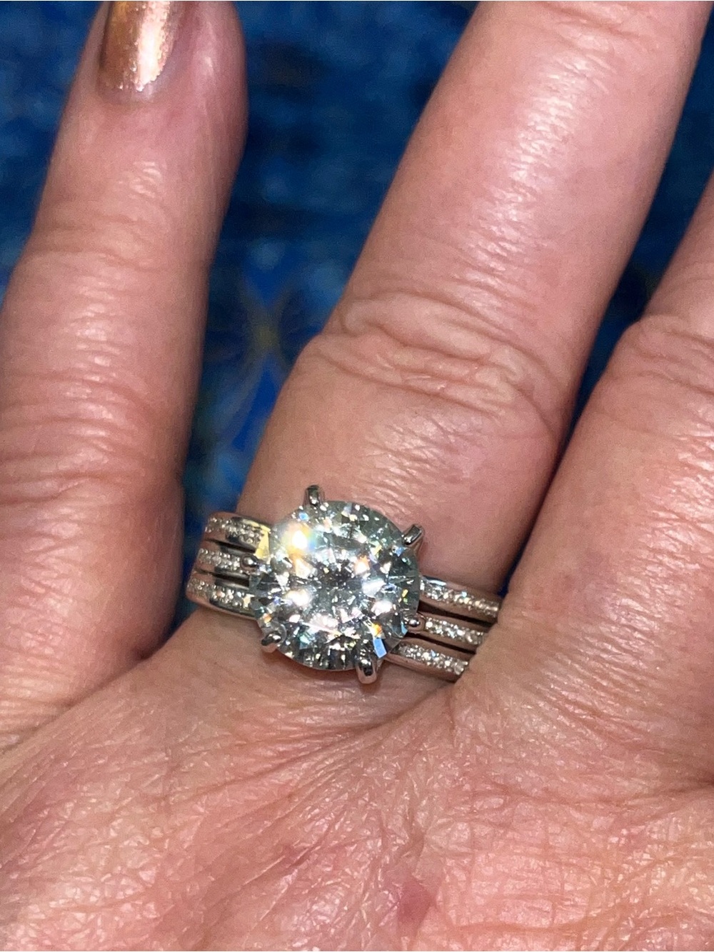 5ctw Moissanite Diamond Solitaire Round-Cut Silver Engagement Ring Size 9 💍💍 - Picture 3 of 5